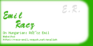 emil racz business card
